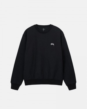 Black Stüssy Overdyed Stock Logo Crew Sweatshirt | USA DAKGSX638