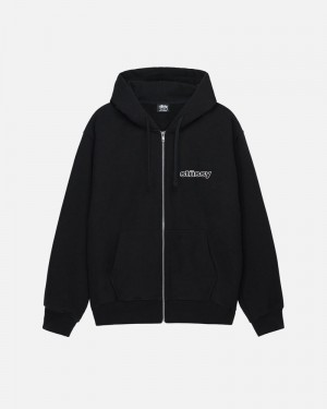 Black Stüssy SS-Link Zip Hoodie | USA ABFZQR012