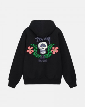 Black Stüssy Skull Crest Hoodie | USA JFDSGL798