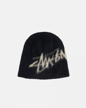 Black Stüssy Skullcap Brushed Out Stock Beanie | USA KMSBIR589