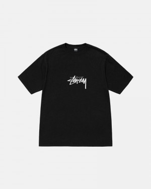 Black Stüssy Small Stock Pigment Dyed T-Shirts | USA FTQHXS756