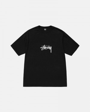 Black Stüssy Small Stock Pigment Dyed T-Shirts | USA XHVMAW508