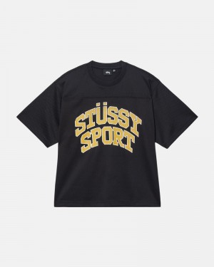 Black Stüssy Sport Mesh Football Jersey T-Shirts | USA WZRAJK687