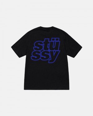 Black Stüssy Stacked T-Shirts | USA ZWCMDJ138