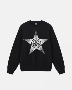 Black Stüssy Stars Crew Sweatshirt | USA VMUGDY465