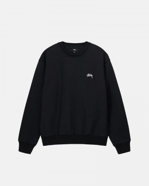 Black Stüssy Stock Logo Crew Sweatshirt | USA WGJIZQ439