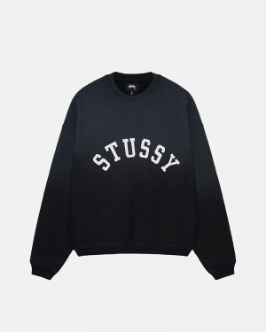 Black Stüssy Sun Faded Oversized Crew Sweatshirt | USA CMYGNE591