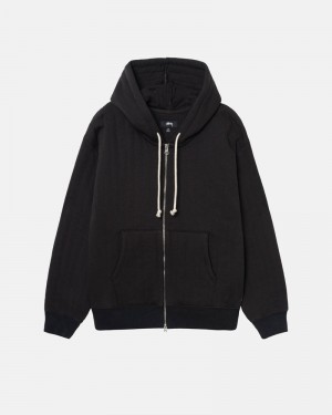 Black Stüssy Vertical Quilted Zip Hoodie | USA IANWPD123