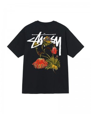 Black Stüssy Withered Flower T-Shirts | USA NBXJKZ817