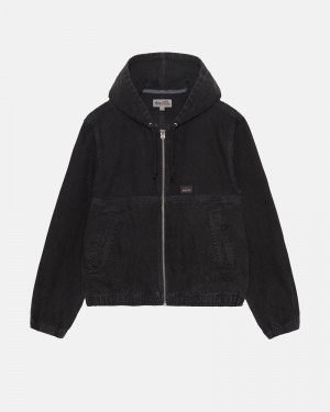 Black Stüssy Work Insulated Canvas Jacket | USA RLUFVN734