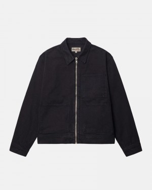 Black Stüssy Zip Work Overdyed Jacket | USA ETPXKS176