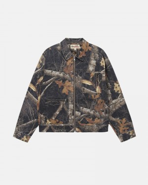 Black Stüssy Zip Work Realtree Edge Jacket | USA HWAYOE412