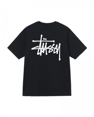 Black White Stüssy Basic T-Shirts | USA BIEJOR792