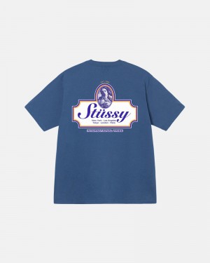 Blue Stüssy Authentic T-Shirts | USA ZFKLDO708