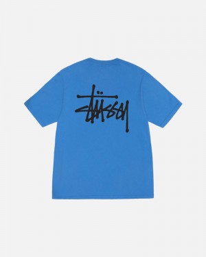 Blue Stüssy Basic Pigment Dyed T-Shirts | USA PLWGSZ167