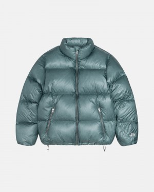 Blue Stüssy Down Puffer Parachute Ripstop Jacket | USA SKJIBZ264