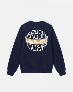 Blue Stüssy Fresh Gear Crew Sweatshirt | USA PKEYLB623