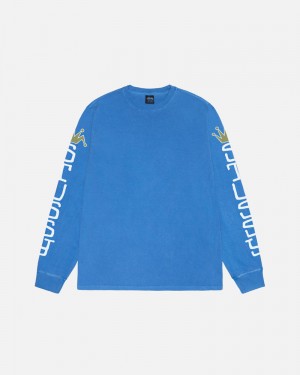 Blue Stüssy Jumbo LS Pigment Dyed T-Shirts | USA WVKCAR326