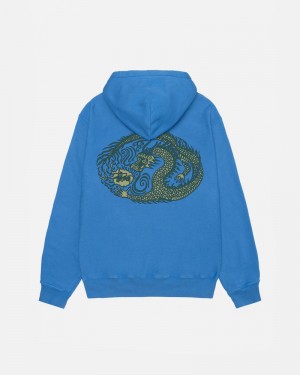 Blue Stüssy Mosaic Dragon Pigment Dyed Hoodie | USA AXBPQI165