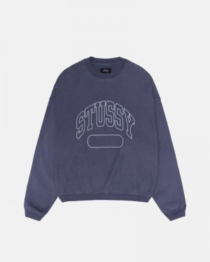 Blue Stüssy Varsity Oversized Crew Sweatshirt | USA PHZAGN635