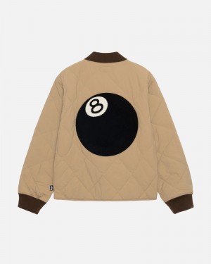 Brown Stüssy 8 Ball Quilted Liner Jacket | USA LZWMBA860