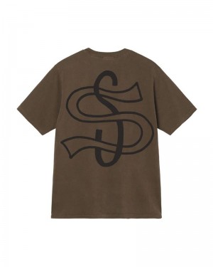 Brown Stüssy Big League Pigment Dyed T-Shirts | USA YQDEKG418