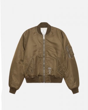 Brown Stüssy Built Reversible Bomber Jacket | USA PYUOEG316