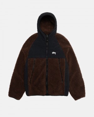 Brown Stüssy Sherpa Paneled Hooded Jacket | USA PBZRWV150