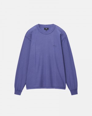 Deep Blue Stüssy Lazy LS T-Shirts | USA OGLYTM965