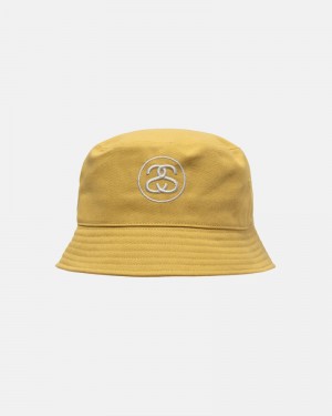 Gold Stüssy Deep Bucket SS Link Hats | USA LWJRSI597