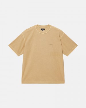 Gold Stüssy Lazy T-Shirts | USA MJOEKP183