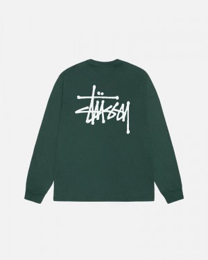 Green Stüssy Basic LS Pigment Dyed T-Shirts | USA PGWMLR456