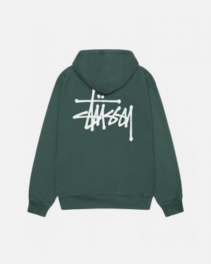 Green Stüssy Basic Pigment Dyed Hoodie | USA HGUXQN397