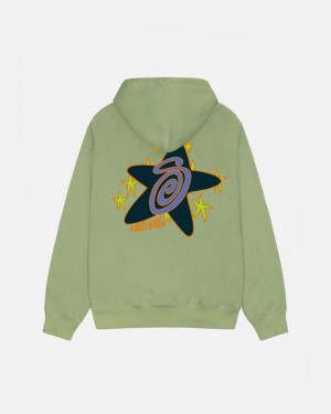 Green Stüssy Galaxy Moss Hoodie | USA EHZGAL374