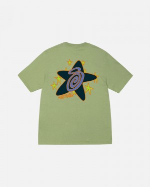 Green Stüssy Galaxy Moss T-Shirts | USA KFMEXB427