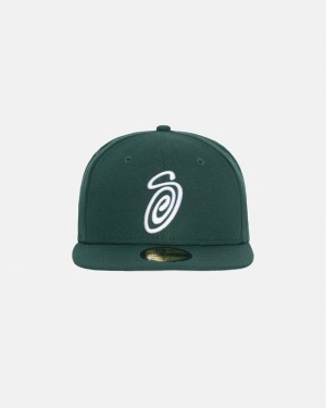 Green Stüssy New Era 59Fifty Curly S Caps | USA WCYHZL812