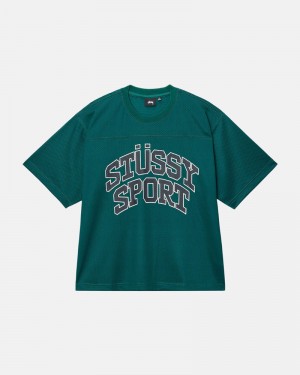 Green Stüssy Sport Mesh Football Jersey T-Shirts | USA QOSHBZ105