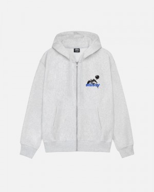 Grey Stüssy Apocalypse Zip Hoodie | USA FHRYTW837