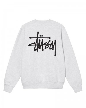 Grey Stüssy Basic Crew Sweatshirt | USA WSLFHG617