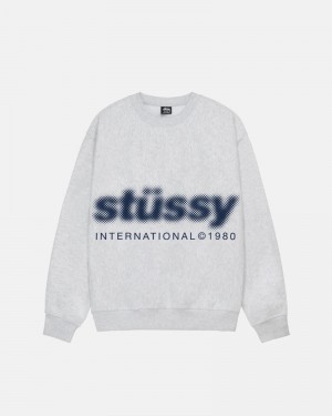 Grey Stüssy Blur Crew Sweatshirt | USA PGZHSC263