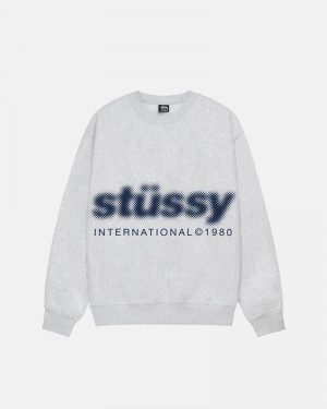 Grey Stüssy Blur Crew Sweatshirt | USA QVNZMA436