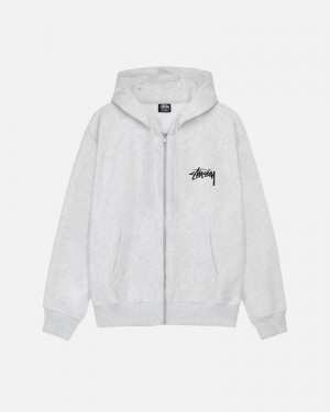 Grey Stüssy Classic Dot Zip Hoodie | USA ZYSJBQ973