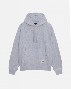 Grey Stüssy Contrast Stitch Label Hoodie | USA TDXHEK019