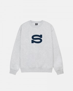 Grey Stüssy Letterman Crew Sweatshirt | USA SODJYE769