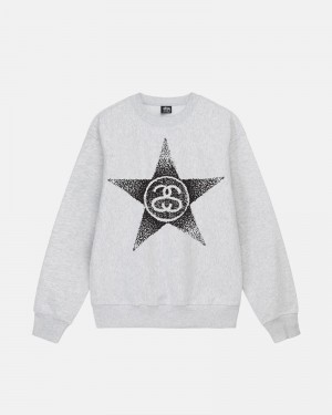 Grey Stüssy Stars Crew Sweatshirt | USA RMYWIX879