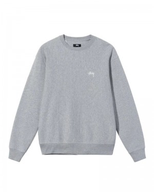 Grey Stüssy Stock Logo Crew Sweatshirt | USA EQMSFI623