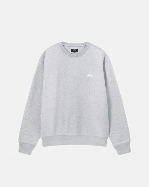 Grey Stüssy Stock Logo Crew Sweatshirt | USA GKANDW738