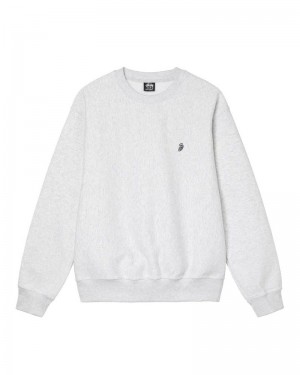 Grey Stüssy Swirl Applique Crew Sweatshirt | USA TOHELP540