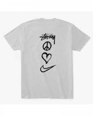 Grey Stüssy X NK Peace, Love, Swoosh T-Shirts | USA XHZKFY570