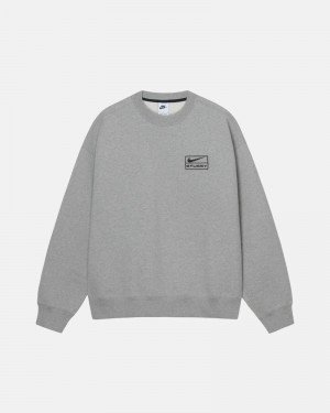 Grey Stüssy & NK Fleece Crew Sweatshirt | USA THKDFE520